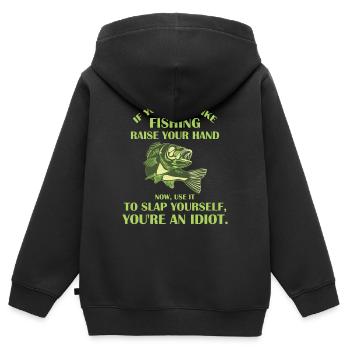 Fishing with passion - Kids Premium Organic Zip-up Hoodie - black - Back - AI Model Kid Male (0cm)