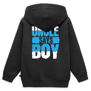 Gender Reveal Uncle - Kinder Premium Organic Zip Hoodie - Schwarz - Hinten - AI Model Kid Male (0cm)