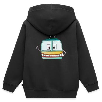 Train de montagne drôle - gondole - téléphérique - Sweat Premium à capuche zippé enfant bio - noir - Dos - AI Model Kid Male (0cm)