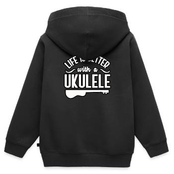 Ukulele - Kinder Premium Organic Zip Hoodie - Schwarz - Hinten - AI Model Kid Male (0cm)