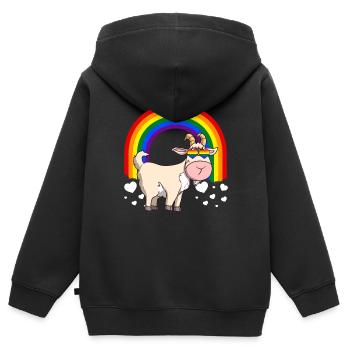 Homosexuell Stolz Ziege LGBTQ Regenbogen - Kinder Premium Organic Zip Hoodie - Schwarz - Hinten - AI Model Kid Male (0cm)