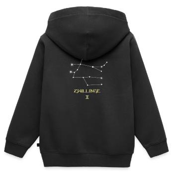 Zwilling Sternzeichen - Kinder Premium Organic Zip Hoodie - Schwarz - Hinten - AI Model Kid Male (0cm)