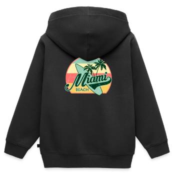 Miami Beach Summer Holiday USA 70s Touriste - Sweat Premium à capuche zippé enfant bio - noir - Dos - AI Model Kid Male (0cm)