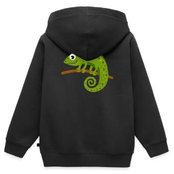 Caméléon - Sweat Premium à capuche zippé enfant bio - noir - Dos - AI Model Kid Male (0cm)
