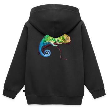 Chameleon Tropen Reptil - Kinder Premium Organic Zip Hoodie - Schwarz - Hinten - AI Model Kid Male (0cm)
