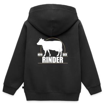 Herr der Rinder - Kinder Premium Organic Zip Hoodie - Schwarz - Hinten - AI Model Kid Male (0cm)