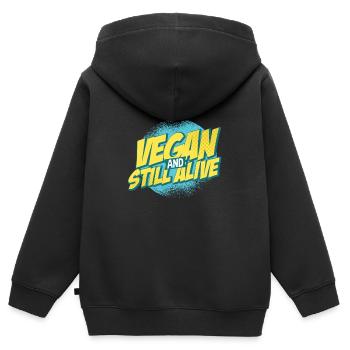 Vegan Veganer - Kinder Premium Organic Zip Hoodie - Schwarz - Hinten - AI Model Kid Male (0cm)