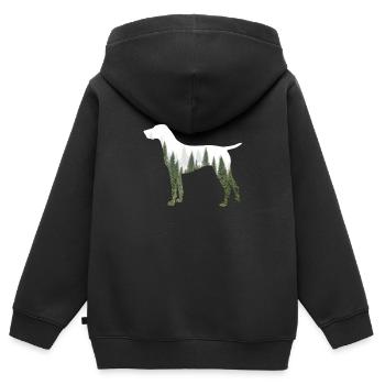 Deutsch Kurzhaar Frauchen Shirt - Kinder Premium Organic Zip Hoodie - Schwarz - Hinten - AI Model Kid Male (0cm)