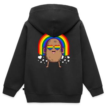 Homosexuell Stolz Regenbogen LGBT Kartoffel - Kinder Premium Organic Zip Hoodie - Schwarz - Hinten - AI Model Kid Male (0cm)