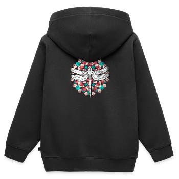 libellule - Sweat Premium à capuche zippé enfant bio - noir - Dos - AI Model Kid Male (0cm)