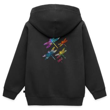 libellule - Sweat Premium à capuche zippé enfant bio - noir - Dos - AI Model Kid Male (0cm)