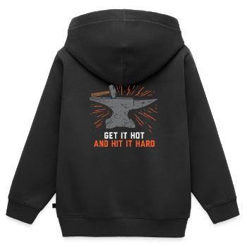Blacksmith Anvil Blacksmith Iron - Kids Premium Organic Zip-up Hoodie - black - Back - AI Model Kid Male (0cm)