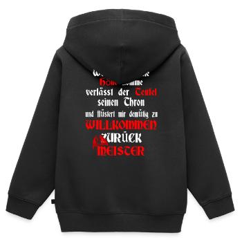 Wenn ich in die Hölle komme.. Satan Spruch Design - Kinder Premium Organic Zip Hoodie - Schwarz - Hinten - AI Model Kid Male (0cm)