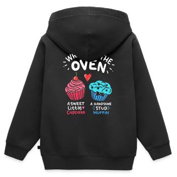 Gender Reveal Baker - Kinder Premium Organic Zip Hoodie - Schwarz - Hinten - AI Model Kid Male (0cm)