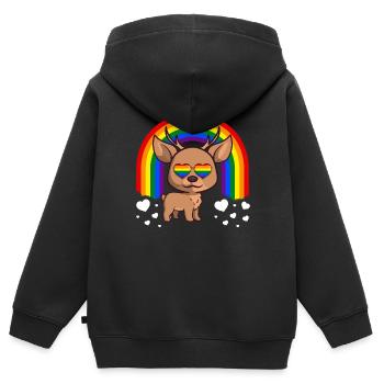 Homosexuell Stolz Regenbogen LGBT Hirsch - Kinder Premium Organic Zip Hoodie - Schwarz - Hinten - AI Model Kid Male (0cm)