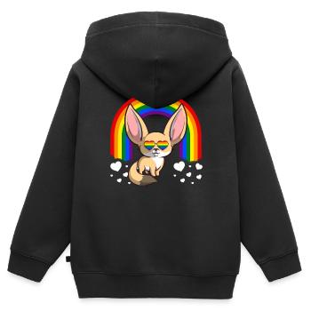 LGBT Homosexuell Stolz Regenbogen Fennec Fox - Kinder Premium Organic Zip Hoodie - Schwarz - Hinten - AI Model Kid Male (0cm)