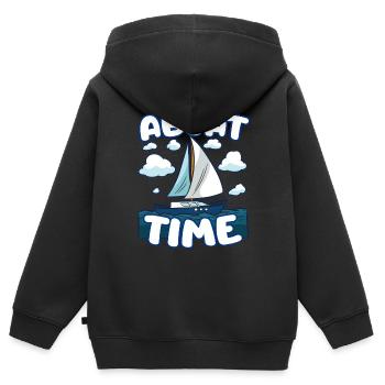 ABOAT TIME Segelschiff Segel Turn Segler Humor - Kinder Premium Organic Zip Hoodie - Schwarz - Hinten - AI Model Kid Male (0cm)