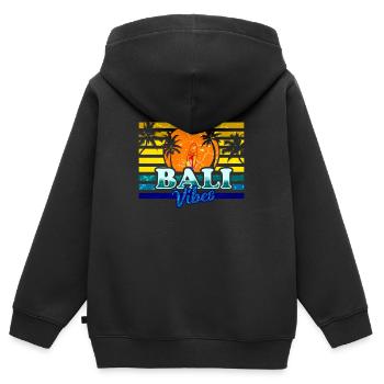 Bali Vibes - Kinder Premium Organic Zip Hoodie - Schwarz - Hinten - AI Model Kid Male (0cm)