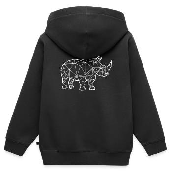 Polygone de rhinocéros - Sweat Premium à capuche zippé enfant bio - noir - Dos - AI Model Kid Male (0cm)