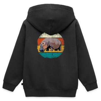 Nilpferd - Kinder Premium Organic Zip Hoodie - Schwarz - Hinten - AI Model Kid Male (0cm)