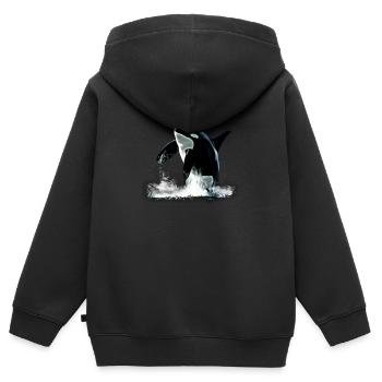 Orca - Kinder Premium Organic Zip Hoodie - Schwarz - Hinten - AI Model Kid Male (0cm)