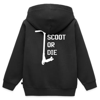 SCOOT OR DIE STUNTSCOOTER SKATE KICKSCOOTER STUNT - Kinder Premium Organic Zip Hoodie - Schwarz - Hinten - AI Model Kid Male (0cm)