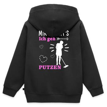 Putzfrau Putzen Spruch Lustig Geschenk Reinigung - Kinder Premium Organic Zip Hoodie - Schwarz - Hinten - AI Model Kid Male (0cm)