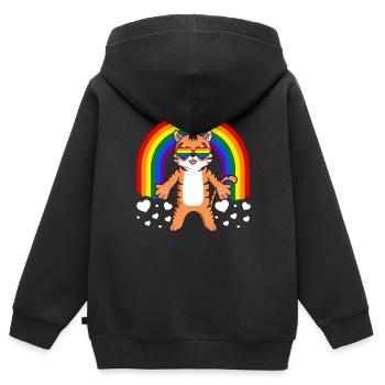 Tiger Homosexuell Stolz LGBT Regenbogen - Kinder Premium Organic Zip Hoodie - Schwarz - Hinten - AI Model Kid Male (0cm)