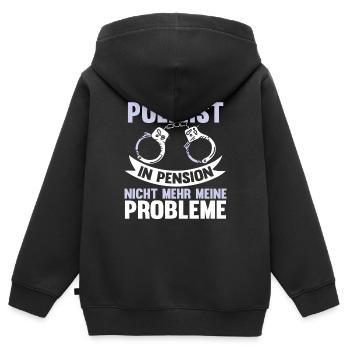 Lustig Polizei Rente Polizist Spruch Geschenk - Kinder Premium Organic Zip Hoodie - Schwarz - Hinten - AI Model Kid Male (0cm)