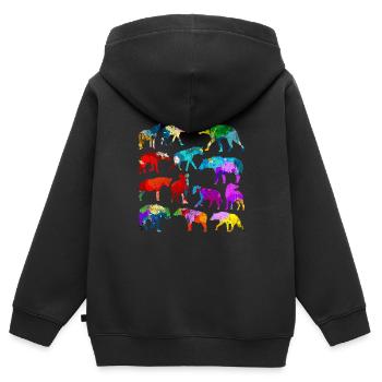 Hyène Afrique savane - Sweat Premium à capuche zippé enfant bio - noir - Dos - AI Model Kid Male (0cm)