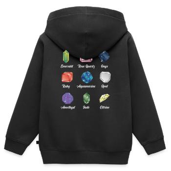 Bijoux de pierres précieuses géologue collectionneur de cristal - Sweat Premium à capuche zippé enfant bio - noir - Dos - AI Model Kid Male (0cm)