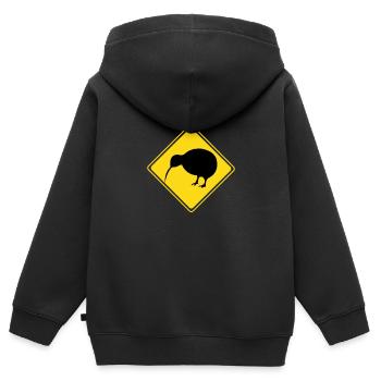Kiwi Vogel Neuseeland Lustig - Kinder Premium Organic Zip Hoodie - Schwarz - Hinten - AI Model Kid Male (0cm)