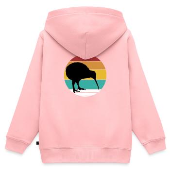 Kiwi Vogel Neuseeland Lustig - Kinder Premium Organic Zip Hoodie - Rosa - Hinten - AI Model Kid Female (0cm)