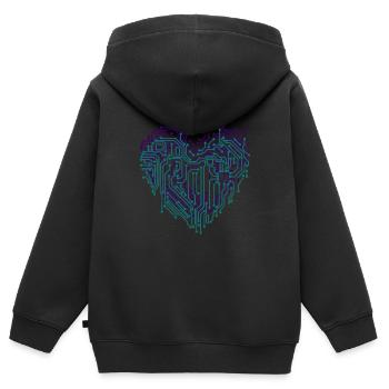 Herz elektronisch digitales Herz - Kinder Premium Organic Zip Hoodie - Schwarz - Hinten - AI Model Kid Male (0cm)