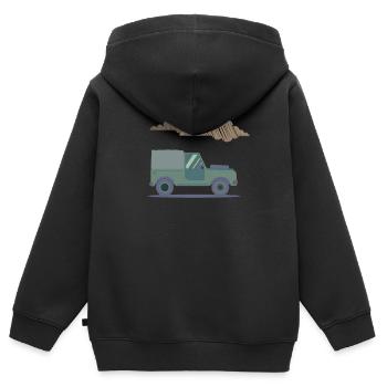 Outdoor Fahrzeug Wolken - Kinder Premium Organic Zip Hoodie - Schwarz - Hinten - AI Model Kid Male (0cm)