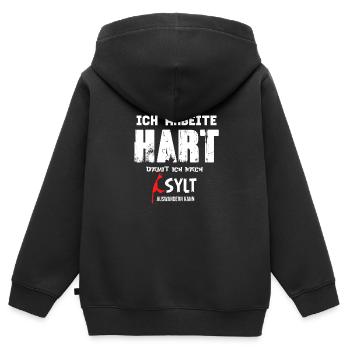 Sylt - Kinder Premium Organic Zip Hoodie - Schwarz - Hinten - AI Model Kid Male (0cm)