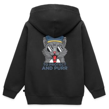 Lustiger Polizist Katze Cop Detektiv Polizei - Kinder Premium Organic Zip Hoodie - Schwarz - Hinten - AI Model Kid Male (0cm)