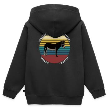 Retro donkey horse - Kids Premium Organic Zip-up Hoodie - black - Back - AI Model Kid Male (0cm)