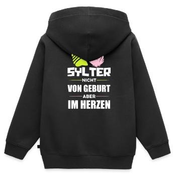 Sylt - Kinder Premium Organic Zip Hoodie - Schwarz - Hinten - AI Model Kid Male (0cm)