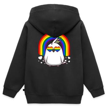 Homosexuell Stolz Kakadu LGBT Regenbogen - Kinder Premium Organic Zip Hoodie - Schwarz - Hinten - AI Model Kid Male (0cm)