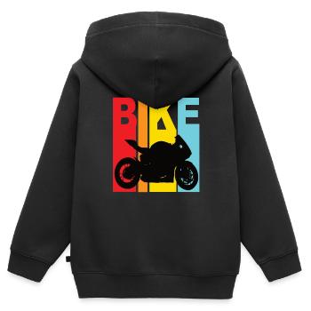 Motorrad Motorradfahrer Bike Maschine Biker - Kinder Premium Organic Zip Hoodie - Schwarz - Hinten - AI Model Kid Male (0cm)