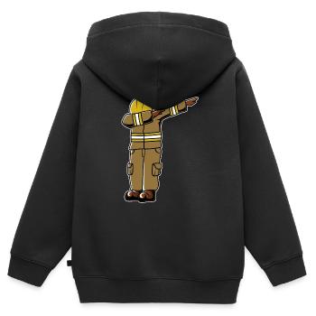 Brigade des pompiers volontaires Volunteer Fire Brigade Association Fire - Sweat Premium à capuche zippé enfant bio - noir - Dos - AI Model Kid Male (0cm)