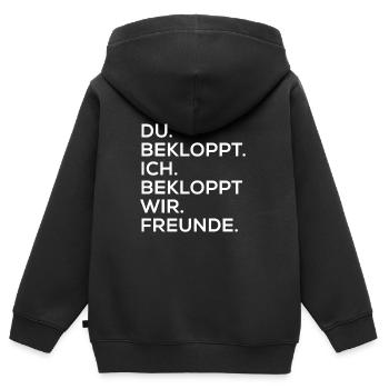 Du bekloppt ich bekloppt dumm Geschenkidee Geburts - Kinder Premium Organic Zip Hoodie - Schwarz - Hinten - AI Model Kid Male (0cm)