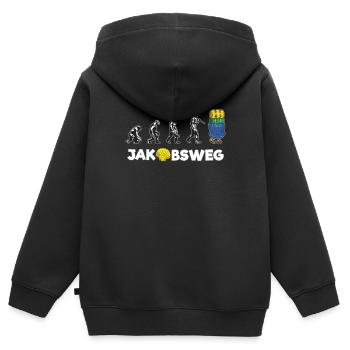 JAKOBSWEG Humor Evolution Wanderer Pilger Reise - Kinder Premium Organic Zip Hoodie - Schwarz - Hinten - AI Model Kid Male (0cm)