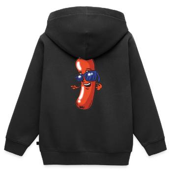 Saucisse Sucuk - Sweat Premium à capuche zippé enfant bio - noir - Dos - AI Model Kid Male (0cm)