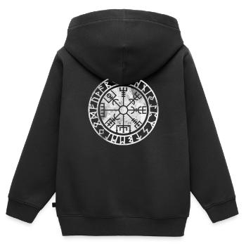 Viking Viking Valhalla Odin Thor Nordmann Skal - Sweat Premium à capuche zippé enfant bio - noir - Dos - AI Model Kid Male (0cm)