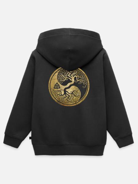 Viking Viking Valhalla Odin Thor Nordmann Skal - Sudadera Premium con capucha y cremallera infantil orgánica - negro