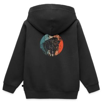 Buffle de bison - Sweat Premium à capuche zippé enfant bio - noir - Dos - AI Model Kid Male (0cm)