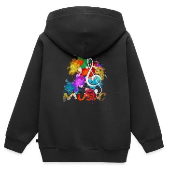 Notenschlüssel Musiker Musik Klassische Musik - Kinder Premium Organic Zip Hoodie - Schwarz - Hinten - AI Model Kid Male (0cm)