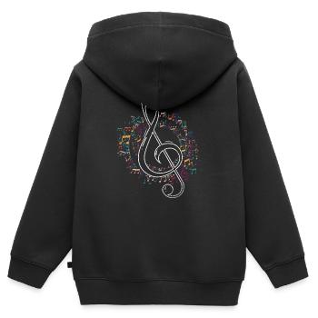 Morceau de musique Clef - Sweat Premium à capuche zippé enfant bio - noir - Dos - AI Model Kid Male (0cm)